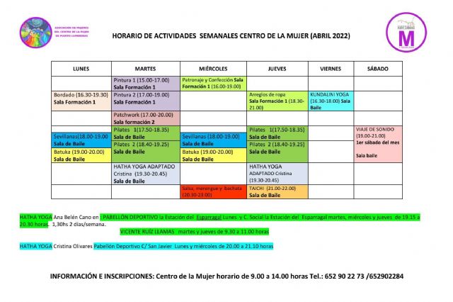 Más de una decena de actividades forman el programa del mes de abril del Centro de la Mujer en Puerto Lumbreras