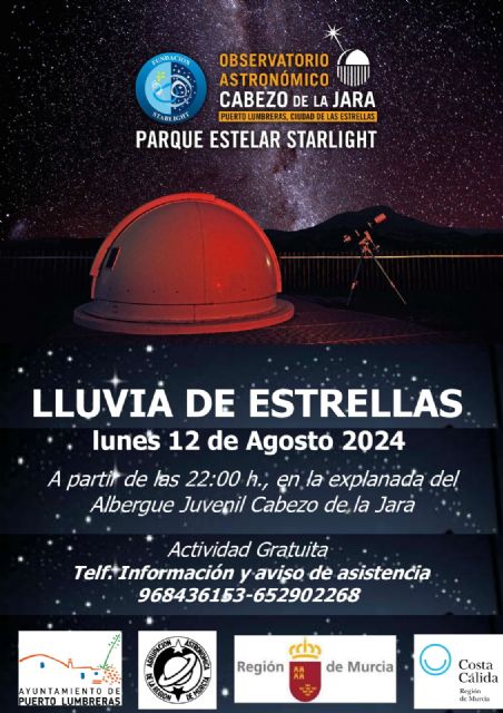 Puerto Lumbreras volverá a disfrutar de la 'Lluvia de Estrellas' en el Observatorio Astronómico del Cabezo de la Jara el próximo 12 de agosto