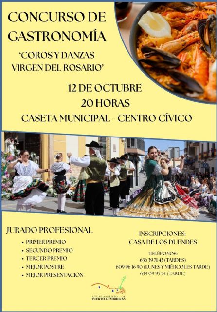 El próximo sábado, 12 de octubre, Puerto Lumbreras acogerá el primer Concurso de Gastronomía 'Coros y Danzas Virgen del Rosario'