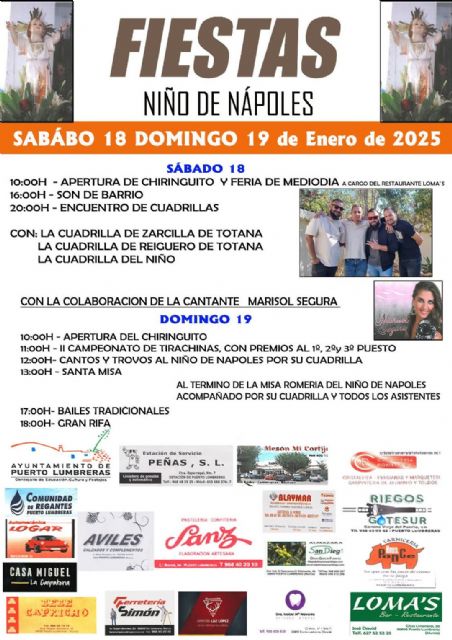 Puerto Lumbreras celebrará las tradicionales Fiestas del Niño de Nápoles este fin de semana