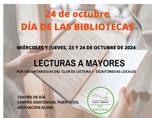 La Red de Bibliotecas de Puerto Lumbreras celebra su día acercando la lectura a los mayores de municipio los días 23 y 24 de octubre