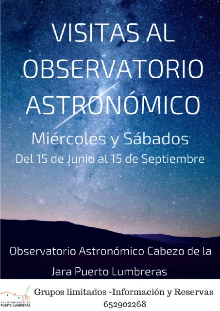 El Ayuntamiento de Puerto Lumbreras organiza visitas nocturnas al Observatorio Astronómico Cabezo de la Jara