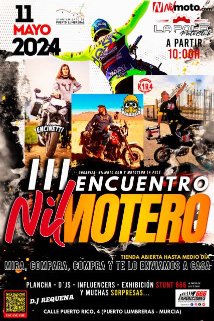 Puerto Lumbreras acogerá el III Encuentro Nilmotero el próximo sábado, 11 de mayo, organizado por Nilmoto y Motoclub La Pole